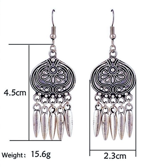 Any 3/$25! Silver Fringed Boho Dangle Earrings - Picture 7 of 9